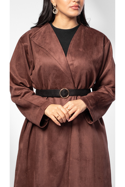 outline Brown suede skirt abaya