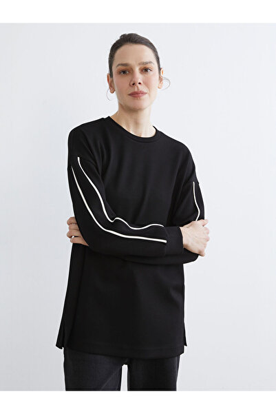 LC Waikiki Μαύρο γυναικείο φούτερ με λαιμόκοψη Oversize