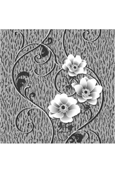 Tapetcenter Floral wallpaper, white and black, for bedroom & living room, washable Akryl