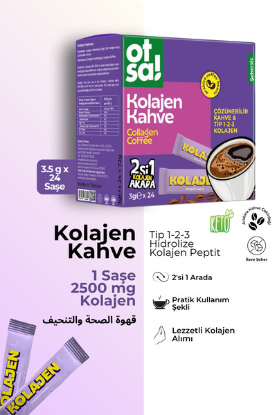 Otsa Kolajen Kahve Ketojenik Diyete Uygun Saf Kolajen ve Yoğun Kahve Lezzeti