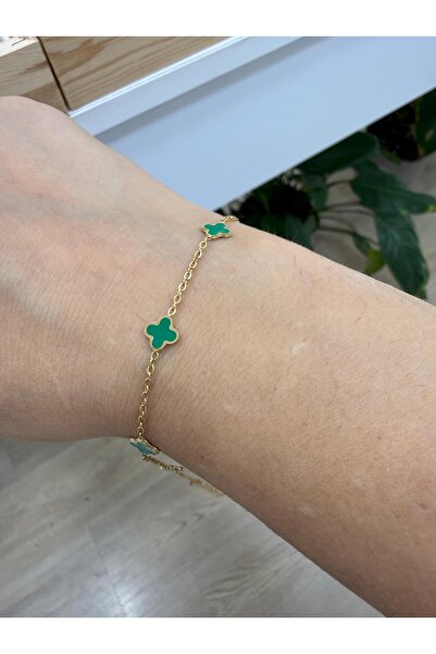 stainless steell Gold Yonca Bileklik