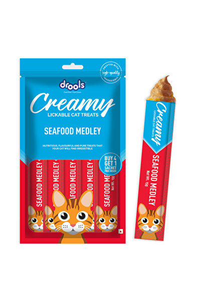 Drools Creamy Seafood Medley Lickable Cat Treats 5x15g