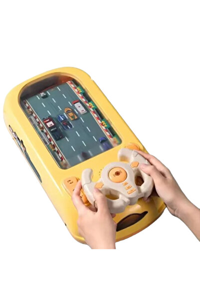 TodayShop Interactive Steering Wheel Toy with Racing Tracks and Cars, Yellow