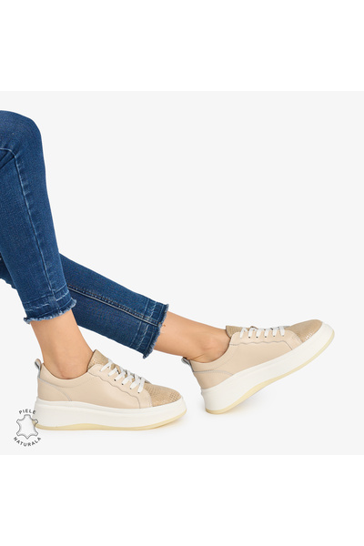 ANGEL BLUE WOMEN'S Casual Shoes made of Natural LEATHER CRL0947 COLOR Beige