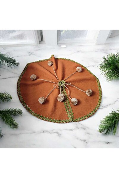 MODA NUR Christmas Pine Tree Bottom Cover, Pine Tree Foot Carpet Cover, Brown Color, Plush Fabric, 65 cm