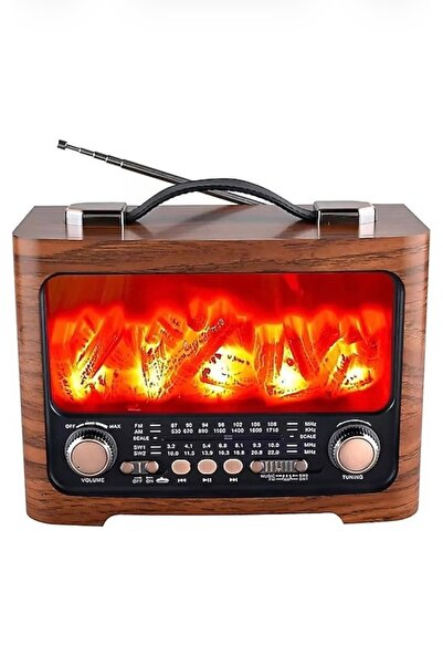 Everton Nostaljik Alev Efektli Bluetooth Radyo – Şarjlı ve USB Destekli Hoparlör