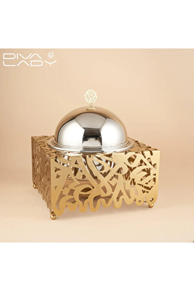 DIVA LADY 💎 Luxury gold food warmer with Arabic designs – 5 liter capacity ✨🍽️