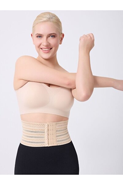 MİSTİRİK Cechini Short Model Patterned Breathable Waist-Lifting Tightening Latex Corset Skin Color