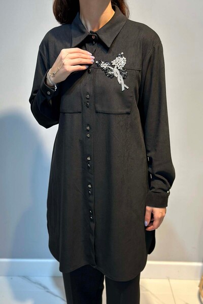 Lale Butik Women's Suede Tunic 3300 Black