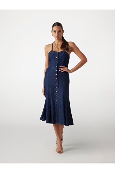 Guess Midi Denim Güneş Elbisesi