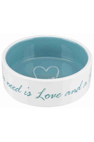 Trixie Ceramic Bowl, Pet's Home, 0.8 L / 16 cm, Cream/Petrol Blue, 25051