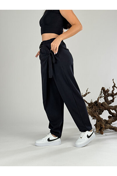 COCOPELLI Belt Detailed Design Black Women's Trousers Coc1054