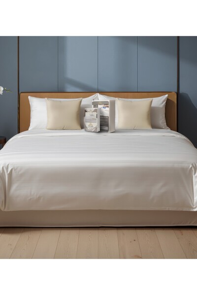 Crown Textile 💤 Luxury Hotel Duvet Set – Striped Cotton (5 pieces + 5 free gifts)