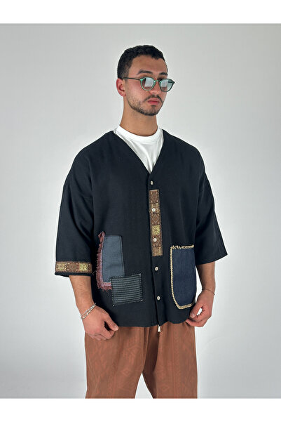 COCOPELLI Дизайн Черна мъжка риза COC1073