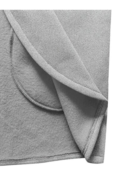 Afri Gray Women's 3 Thread Ş Fleece-Lined K Hooded Jacket – Asymmetrical Zipper Oversize