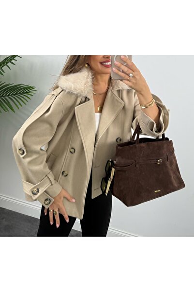 Pelin Jeans Coat with Fur Collar