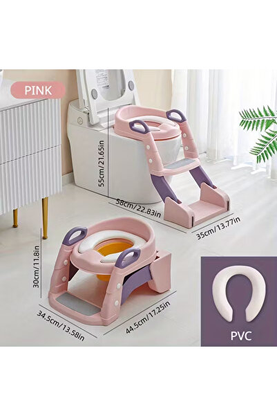plusmedikal Merdivenli Bebek Klozet Adaptörü Pembe