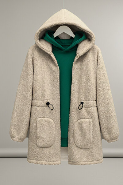 Kirazgym Hooded Zippered Plush with Elastic Waist