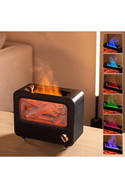 YMS ELEKTRONİK Bluetouth hoparlörlü Şömine Aroma Difüzörü Yaratıcı Alev Nemle...