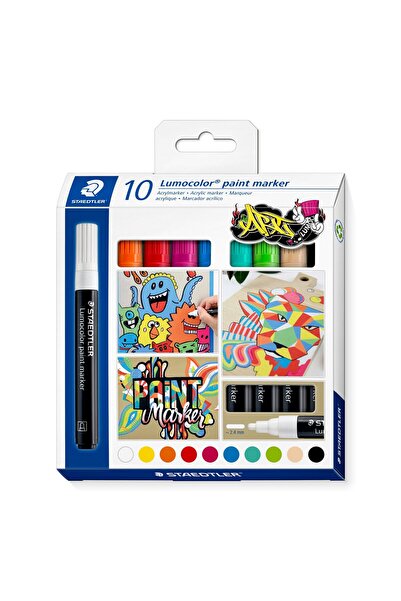 Staedtler تصميم ويز - 349 C10 لوموكولور أكريليك (طلاء) ماركر 10 قطع (منتج جديد)