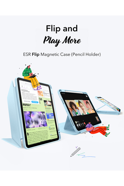 ESR iPad Air 10.9 Inch 4/5 (4Th Generation) Generation/5Th. Nesil) - Air 11 (M2-M3/ 2024-2025) Flip (Pen Holder) Case