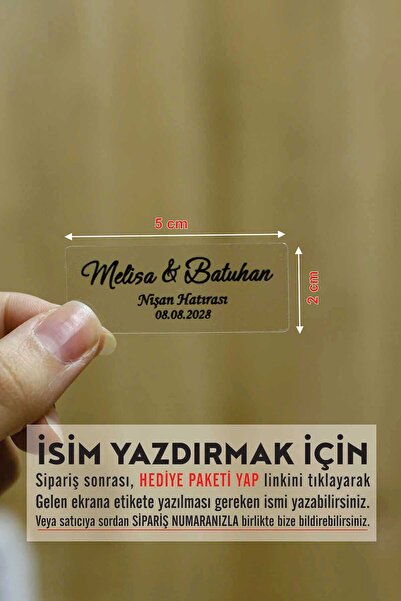 Vice Kişiye Özel Şeffaf Etiket / Kına - Nikah Etiketi / 112 Adet Nişan Etiket (2 X 5 CM)