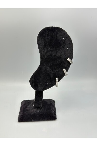 MyladyAccessoriess Single Stone Detailed Hoop Set Earrings (Steel) Gold