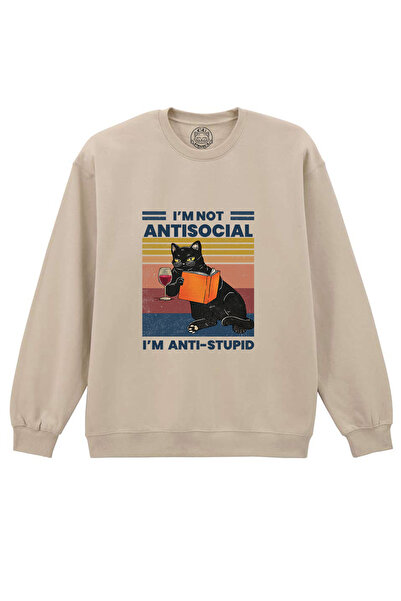 Cu Pisici Anti-stupid Printed Sweatshirt, Unisex