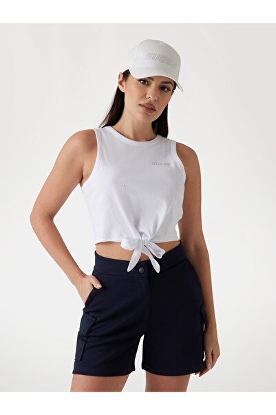 Guess Primula Rhinestones Tank Women White Crop V5Gi01I3Z14-G011