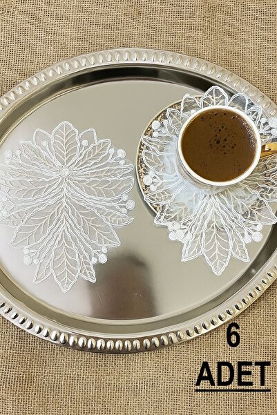 Esteks Dantel ve Tekstil Aksesuarları Hazan Model Dekoratif Güpür Dantel Kahve Kokteyl Sunum Peçetesi