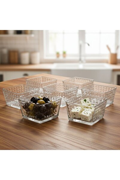 FAIR HOME Pyramid Pattern Breakfast Glass Bowl Set - 6 Pieces - 350 Ml.