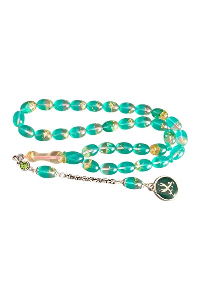 LEBLEBİ TESBİH Gold Leaf - Double Color Airplane Glass Prayer Beads Lt1452