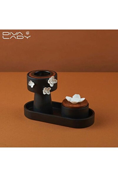 DIVA LADY 🖤 طقم مبخرة وعلبة بخور بتصميم فاخر أسود من ديفا ليدي – فخامة تنثر عبيراً لا يُقاوم ✨