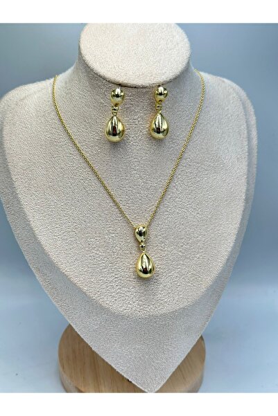 MyladyAccessoriess Sallantı Damla Detay Çelik Set Takı