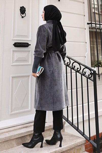 Missvalle Παλτό με λεπτομέρεια καρφίτσας γκρι 19279