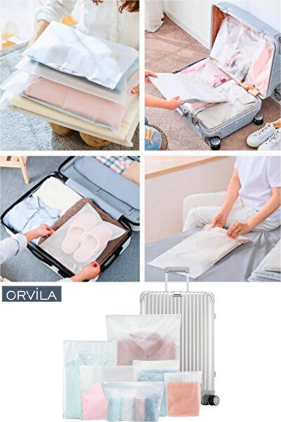 Orvila 10 Pieces Frosted Zipper Bags 22X15Cm - Luggage and Suitcase Organizer - Reusable