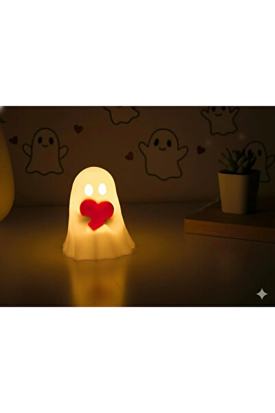 Rekatech Sevimli Kalpli Aşkın Hayaleti Pilli LED Gece Lambası – Dekoratif Aksesuar Lamba