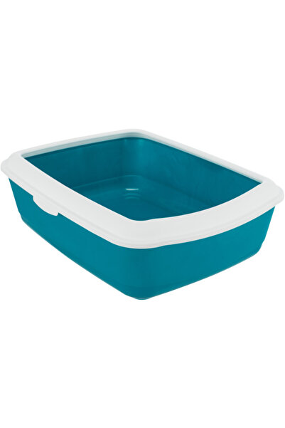 Trixie Litieră clasică cu margine, 37 x 15 x 48 cm, albastru petrol/alb, 40180