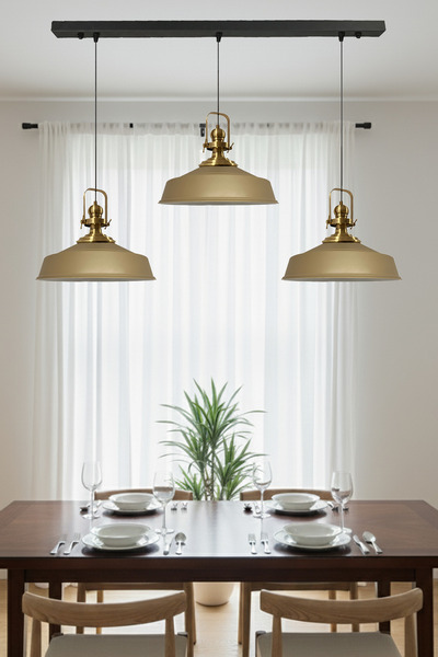 Bamyum Asaletli Bej Üçlü Avize Eskitme Başlık Retro Sarkıt Lamba Mutfak Salon...