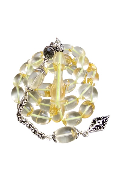 LEBLEBİ TESBİH Gold Leaf Airplane Glass Prayer Beads Lt1456