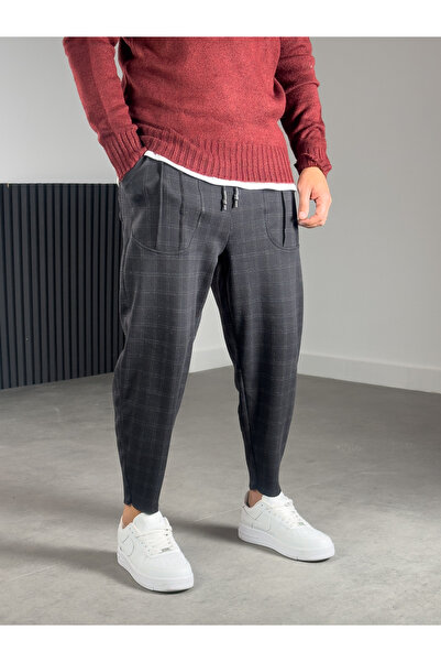 COCOPELLI Pocket Detailed Slim Plaid Men's Trousers Coc1198