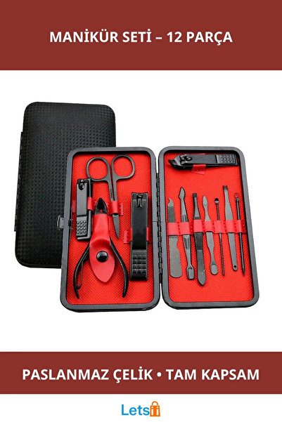 Letsii طقم مانيكير من الفولاذ المقاوم للصدأ مكون من 12 قطعة أنيق وخفيف الوزن ...