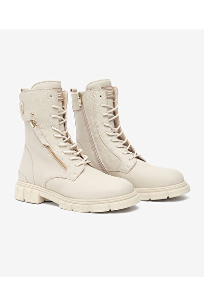 Greyder Kadın Ekru Hakiki Deri Military Bot 5K2UB32720