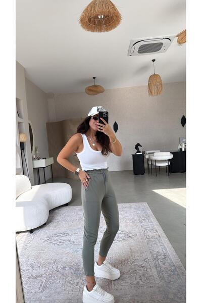 Buket Teke Çağla Yeşili Diving Tracksuit with Elastic Waist