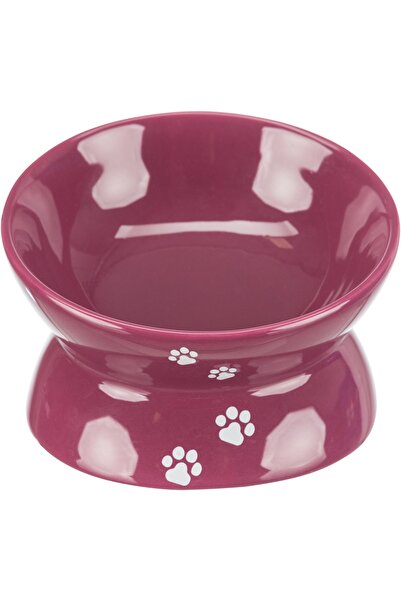 Trixie Ceramic Cat Bowl, Raised Ergonomic Shape, 0.15 l/13 cm, Burgundy