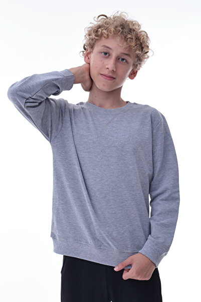 CQCQ Сива мъжка блуза с 2 слоя – свободна кройка Памучен плат с 2 слоя