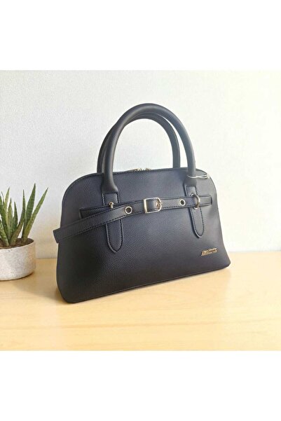 Armine Modern Stylish Design Leather Belt Detailed Shoulder Bag Black Bag