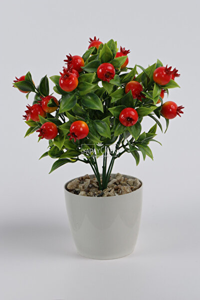 Yapay Çiçek Deposu Saksıda Mini Yapay Nar Ağacı 30 cm