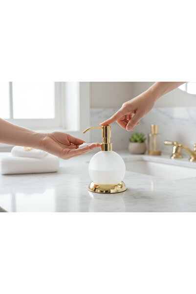 İSAOĞLU YAPI Gold Soap Dish with Drainage Hole Bathroom Liquid Soap Dispenser Brass Material Gold