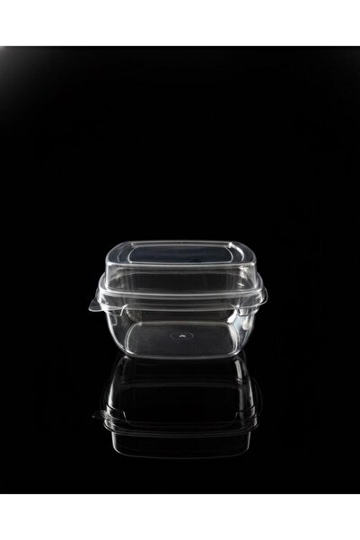 HB Pazarlama Kare Plastik Tatlı Kase 25 Adet Kap Kapak